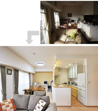 施工例アルバム マンションリフォーム【これから始まるご夫婦だけの生活。柔らかいカラーで明るく生まれ変わったゆったりLDK ~ 神戸市M邸】